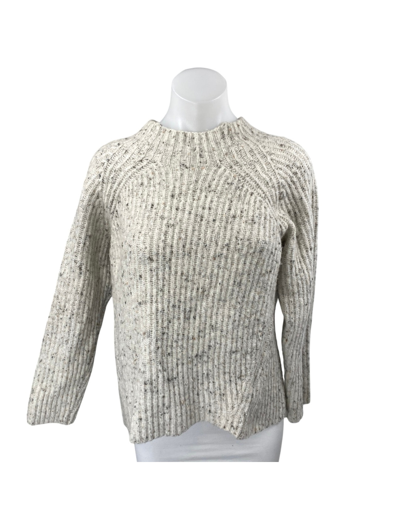 Madewell Women's Gray Ribbed Knit Mock Neck Long Sleeve Sweater Top Size L